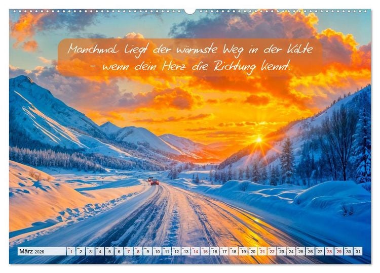Produktbild: Wege zwischen Asphalt und Himmel - Achtsamkeitskalender mit Weisheiten (hochwertiger Premium Wandkalender 2026 DIN A2 quer), Kunstdruck in Hochglanz