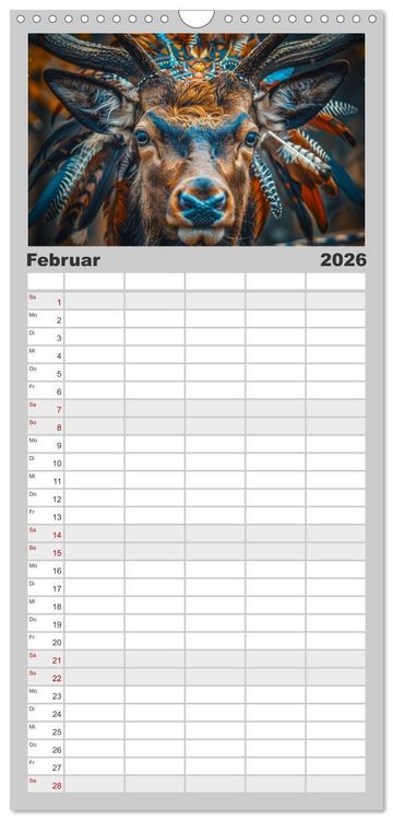 Produktbild: Familienplaner 2026 - Tierische Schamanen mit 5 Spalten (Wandkalender, 21 x 45 cm) CALVENDO