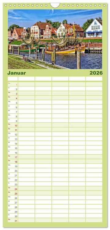 Produktbild: Familienplaner 2026 - Reise an die Nordsee - Greetsiel mit 5 Spalten (Wandkalender, 21 x 45 cm) CALVENDO