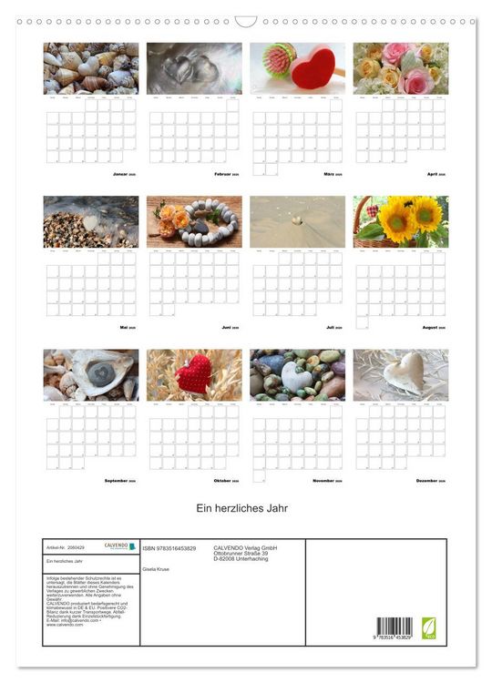 Produktbild: Ein herzliches Jahr (Wandkalender 2026 DIN A2 hoch), CALVENDO Monatskalender
