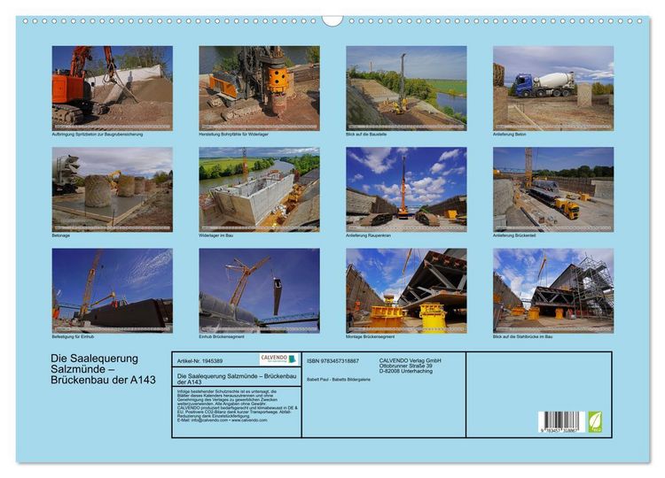 Produktbild: Die Saalequerung Salzm&uuml;nde &ndash; Br&uuml;ckenbau der A143 (Wandkalender 2026 DIN A2 quer), CALVENDO Monatskalender
