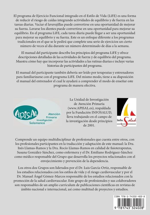 Produktbild: Programa de Ejercicio Funcional integrado en el Estilo de Vida (LiFE) para prevenir ca&iacute;das - Manual del participante