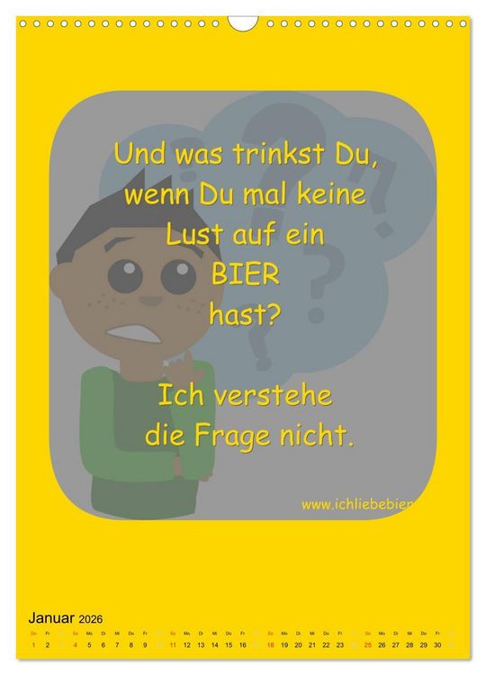 Produktbild: Ich liebe Bier (Wandkalender 2026 DIN A3 hoch), CALVENDO Monatskalender
