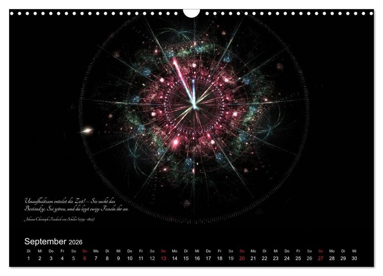 Produktbild: Zeit 2026 - Grafiken und Zitate (Wandkalender 2026 DIN A3 quer), CALVENDO Monatskalender