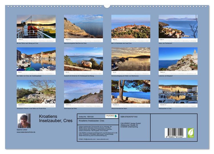 Produktbild: Kroatiens Inselzauber, Cres (hochwertiger Premium Wandkalender 2026 DIN A2 quer), Kunstdruck in Hochglanz