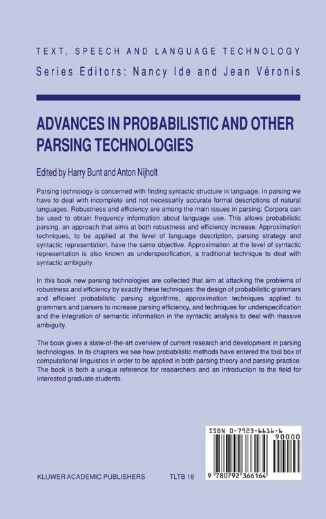 Produktbild: Advances in Probabilistic and Other Parsing Technologies
