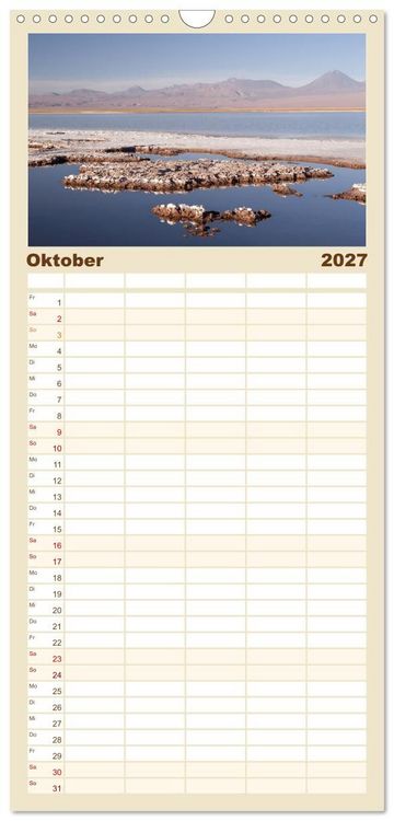 Produktbild: Familienplaner 2027 - Die Farben der Anden - Argentinien und Chile mit 5 Spalten (Wandkalender, 21 x 45 cm) CALVENDO