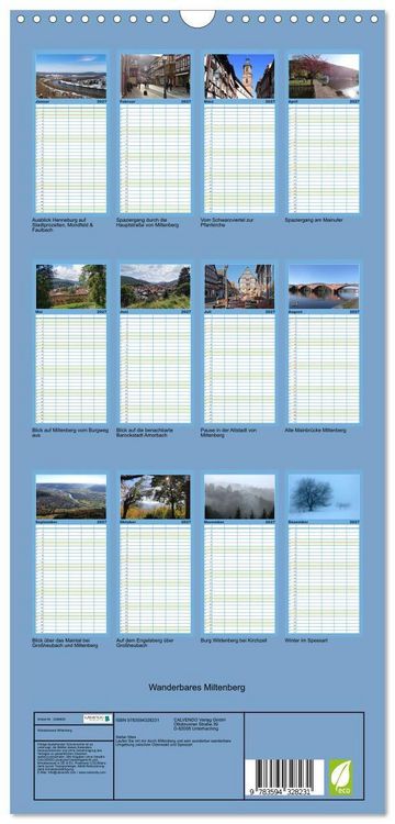Produktbild: Familienplaner 2027 - Wanderbares Miltenberg mit 5 Spalten (Wandkalender, 21 x 45 cm) CALVENDO