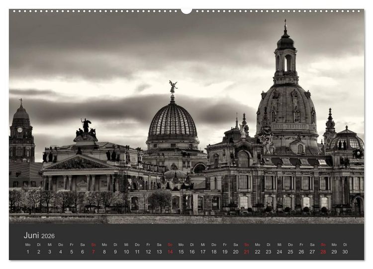 Produktbild: Dresden Schwarz Weiss 2026 (hochwertiger Premium Wandkalender 2026 DIN A2 quer), Kunstdruck in Hochglanz