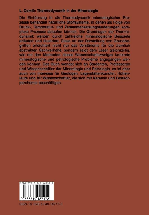 Produktbild: Thermodynamik in der Mineralogie