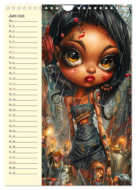 Produktbild: Rockabilly. Strange Comic-Kunst Girls im 50er-Jahre Stil (Wandkalender 2026 DIN A4 hoch), CALVENDO Monatskalender