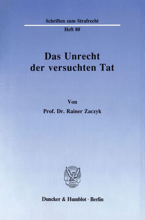 Produktbild: Das Unrecht der versuchten Tat.