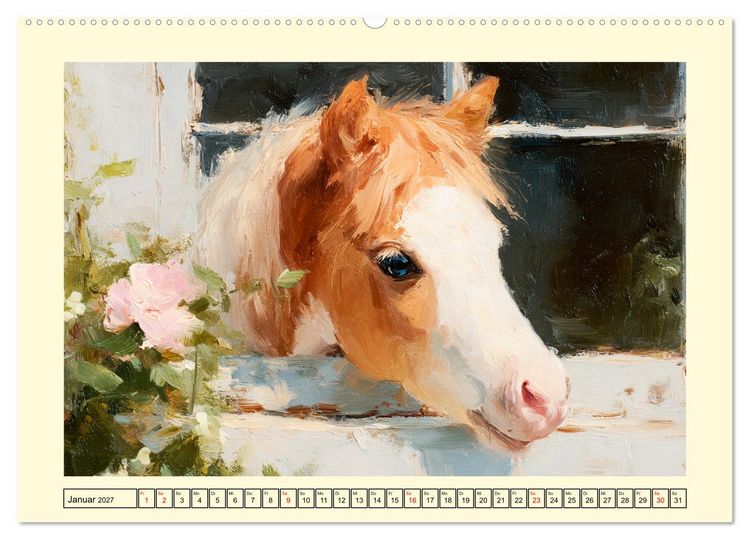 Produktbild: Zauberhafte Ponys. Kleine Pferdchen in lieblicher &Ouml;loptik (hochwertiger Premium Wandkalender 2027 DIN A2 quer), Kunstdruck in Hochglanz