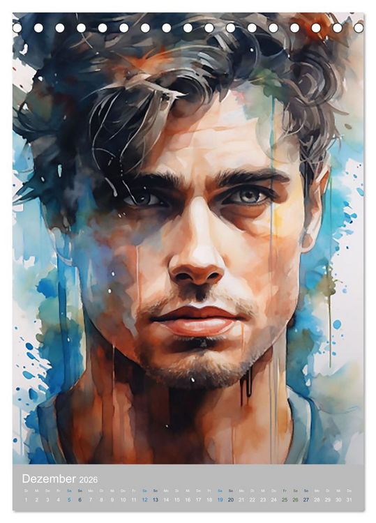 Produktbild: Gentlemen in Aquarell (Tischkalender 2026 DIN A5 hoch), CALVENDO Monatskalender