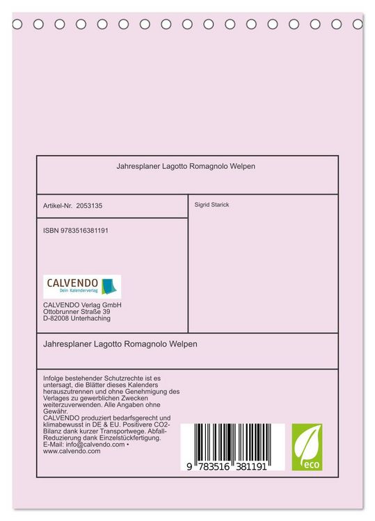 Produktbild: Jahresplaner Lagotto Romagnolo Welpen (Tischkalender 2026 DIN A5 hoch), CALVENDO Monatskalender