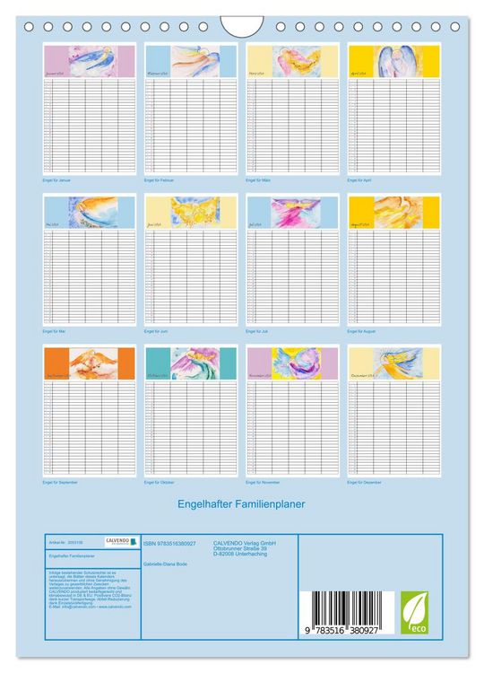 Produktbild: Engelhafter Familienplaner (Wandkalender 2026 DIN A4 hoch), CALVENDO Monatskalender