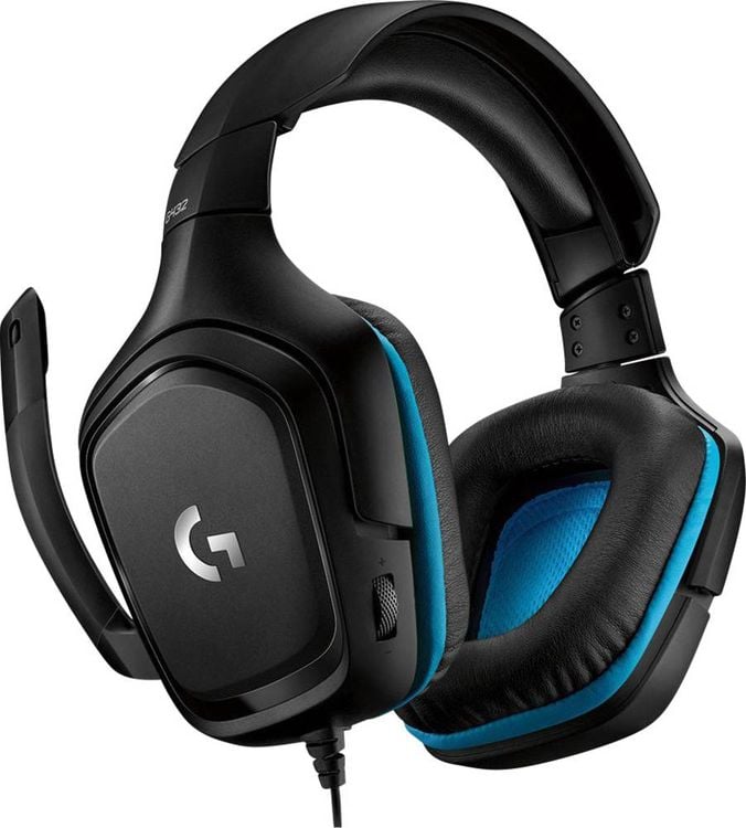 Produktbild: Logitech Gaming G432 Gaming Over Ear Headset kabelgebunden 7.1 Surround Schwarz, Blau Lautstärkeregelung, Mikrofon-Stummschaltung