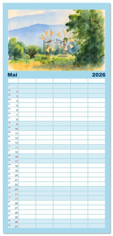 Produktbild: Familienplaner 2026 - Kretische Impressionen mit 5 Spalten (Wandkalender, 21 x 45 cm) CALVENDO