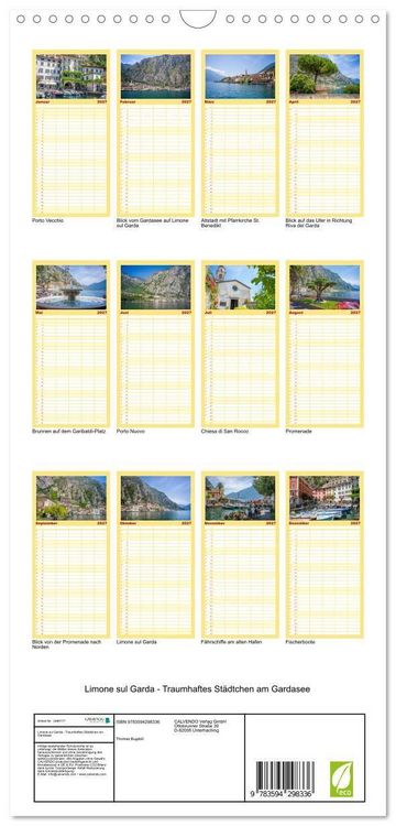 Produktbild: Familienplaner 2027 - Limone sul Garda - Traumhaftes St&auml;dtchen am Gardasee mit 5 Spalten (Wandkalender, 21 x 45 cm) CALVENDO