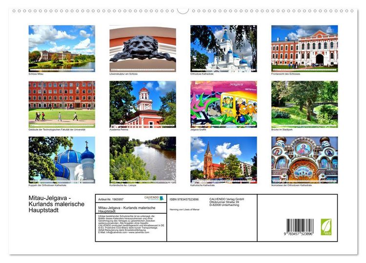 Produktbild: Mitau-Jelgava - Kurlands malerische Hauptstadt (hochwertiger Premium Wandkalender 2026 DIN A2 quer), Kunstdruck in Hochglanz