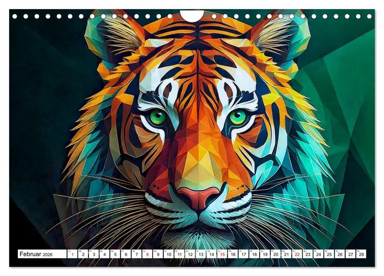 Produktbild: Low Poly Wildlife (Wandkalender 2026 DIN A4 quer), CALVENDO Monatskalender