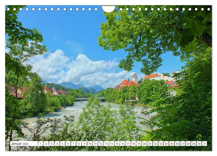 Produktbild: F&uuml;ssen im Allg&auml;u &ndash; Hier genie&szlig;t die Seele eine romantische Zeit (Wandkalender 2026 DIN A4 quer), CALVENDO Monatskalender