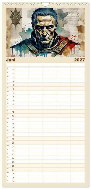 Produktbild: Familienplaner 2027 - Legend&auml;re Ikonen der Geschichte mit 5 Spalten (Wandkalender, 21 x 45 cm) CALVENDO