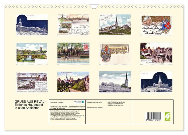 Produktbild: GRUSS AUS REVAL - Estlands Hauptstadt in alten Ansichten (Wandkalender 2026 DIN A3 quer), CALVENDO Monatskalender