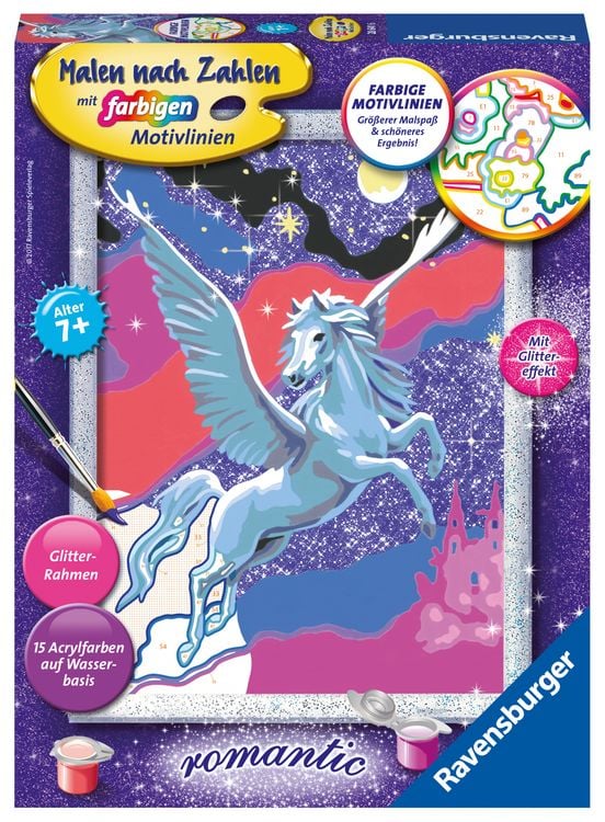 Ravensburger Pittura Con I Numeri 28016 – Cielo Stellato Scintillante, Kit Per Bambini Dai 9 Anni