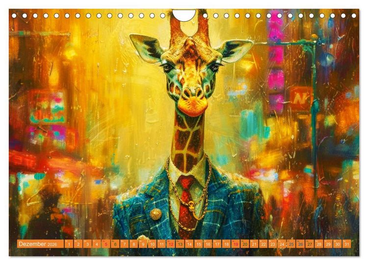 Produktbild: GIRAFFEN - Modern Art (Wandkalender 2026 DIN A4 quer), CALVENDO Monatskalender