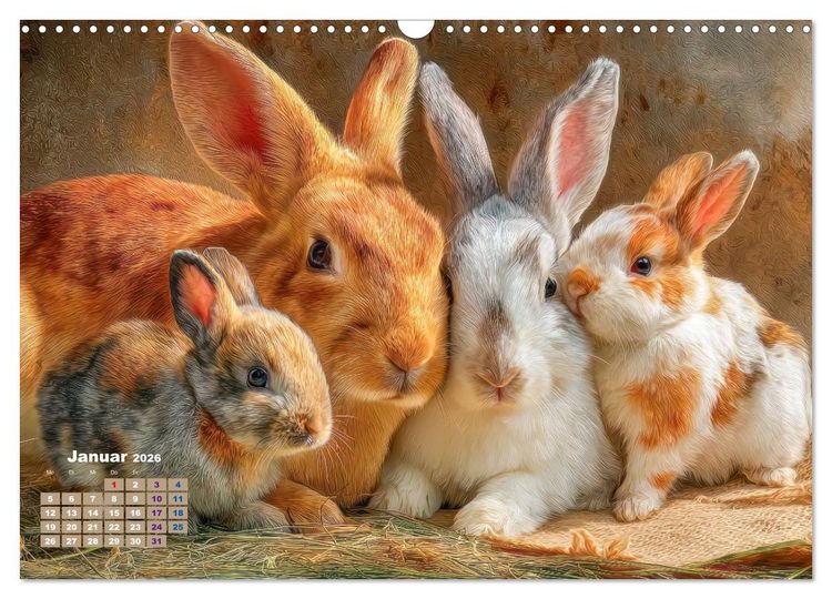Produktbild: Kaninchenportraits &ndash; Szenen voller Charme (Wandkalender 2026 DIN A3 quer), CALVENDO Monatskalender