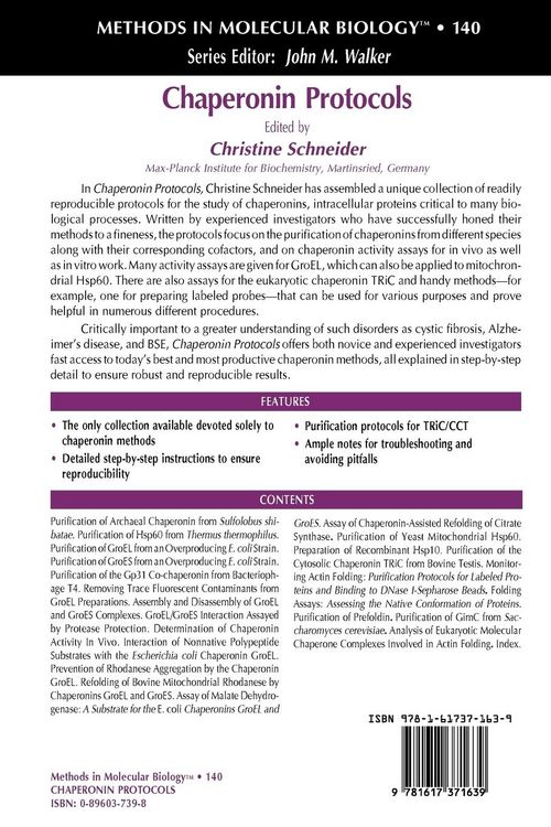 Produktbild: Chaperonin Protocols