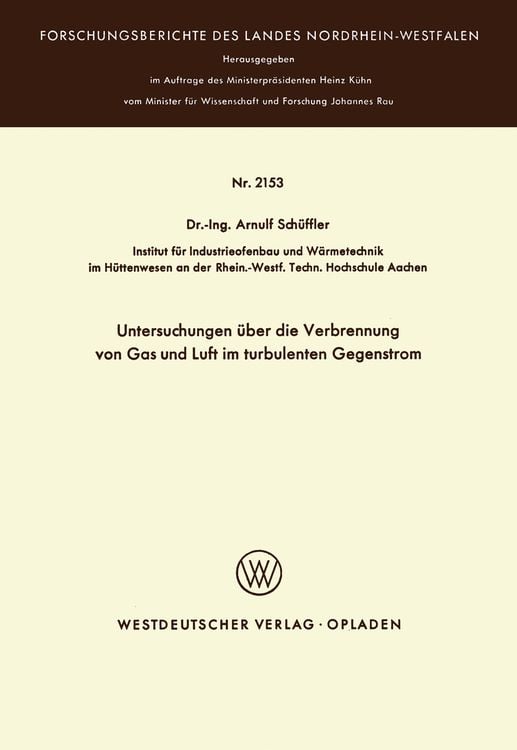 Produktbild: Untersuchungen über die Verbrennung von Gas und Luft im turbulenten Gegenstrom