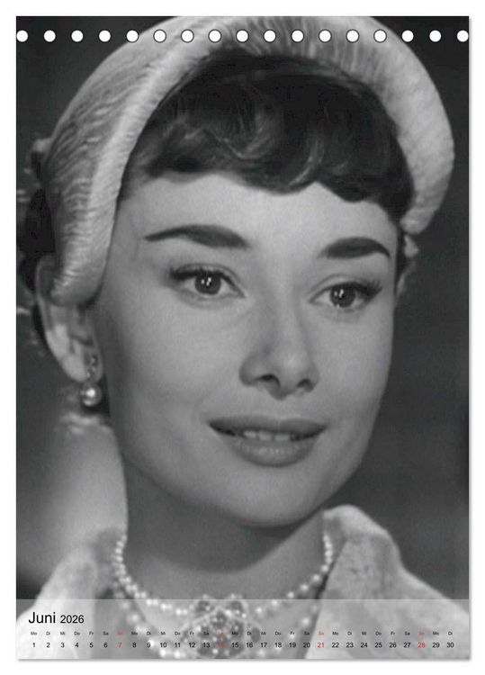 Produktbild: Hollywood-Diva - Audrey Hepburn (Tischkalender 2026 DIN A5 hoch), CALVENDO Monatskalender