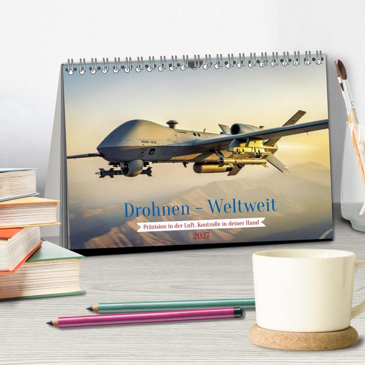 Produktbild: Drohnen - Weltweit (Tischkalender 2027 DIN A5 quer), CALVENDO Monatskalender