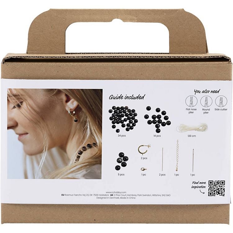 Produktbild: Creativ Company Mini Kreativ Set Schmuck, Halskette und Ohrringe, Schwarz, Wei&szlig;