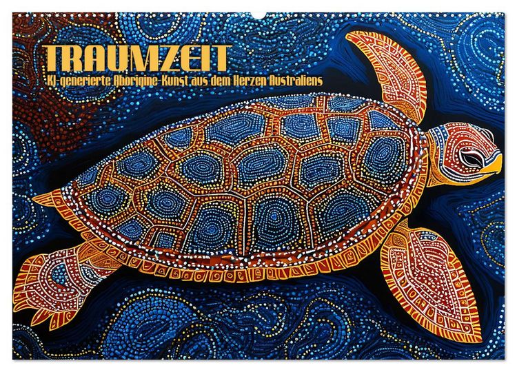 Produktbild: Traumzeit - KI-generierte Aborigine-Kunst aus dem Herzen Australiens (Wandkalender 2026 DIN A2 quer), CALVENDO Monatskalender