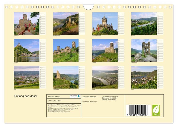 Produktbild: Entlang der Mosel (Wandkalender 2026 DIN A4 quer), CALVENDO Monatskalender