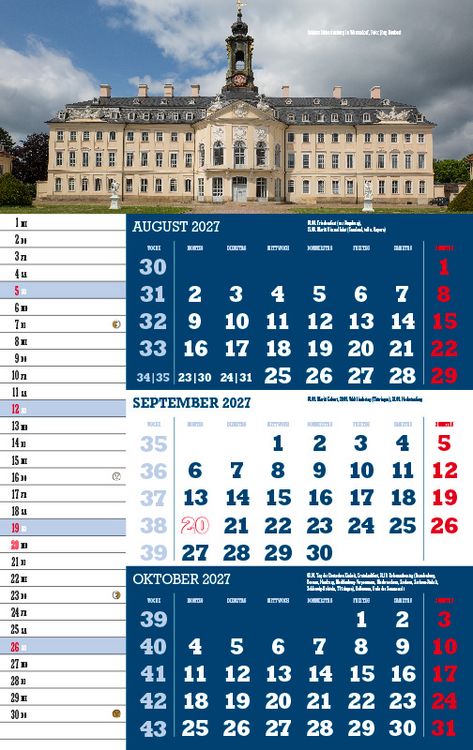 Produktbild: Drei-Monatskalender Sachsen 2027