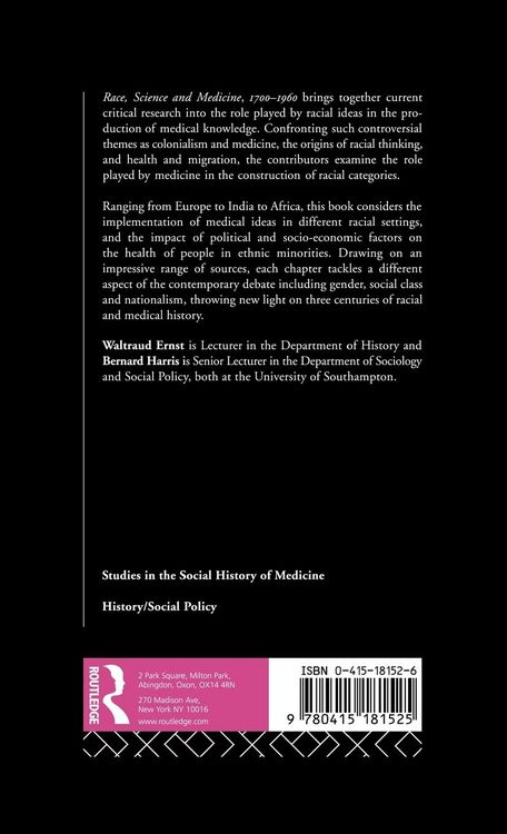Produktbild: Race, Science and Medicine, 1700-1960