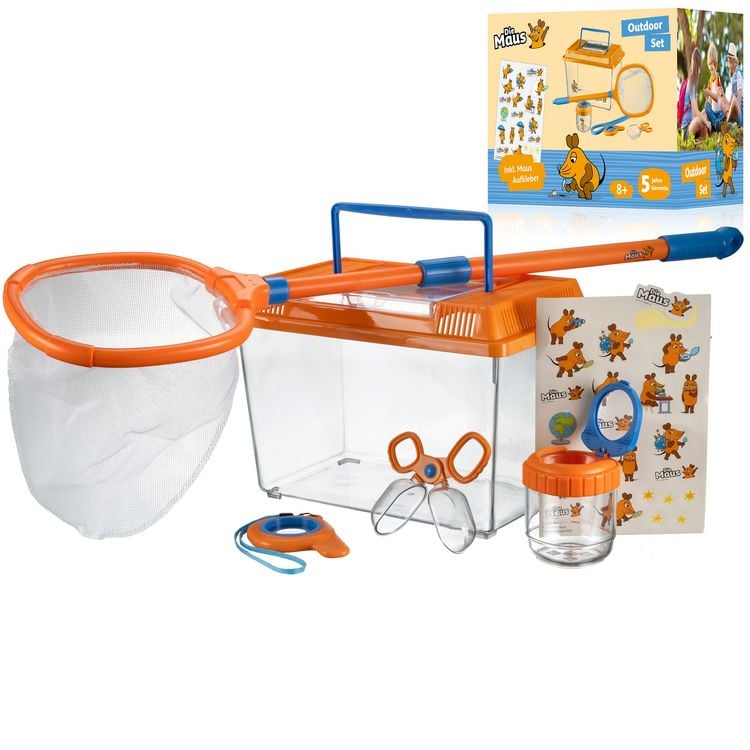 Produktbild: Bresser 11040 - DieMaus Outdoor-Set mit Terrarium, Kescher, Lupe, Lupendose, Sammelwerkzeug, Aufkleber