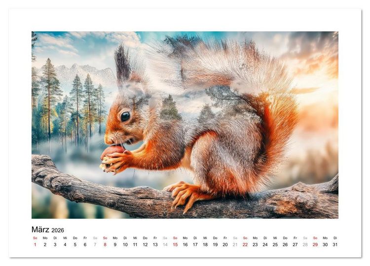 Produktbild: Tierisch wilde Waldbewohner (Wandkalender 2026 DIN A2 quer), CALVENDO Monatskalender