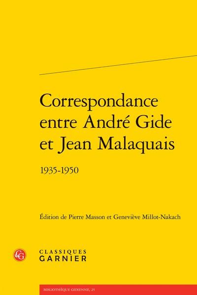 Produktbild: Correspondance Entre Andre Gide et Jean Malaquais : 1935-1950