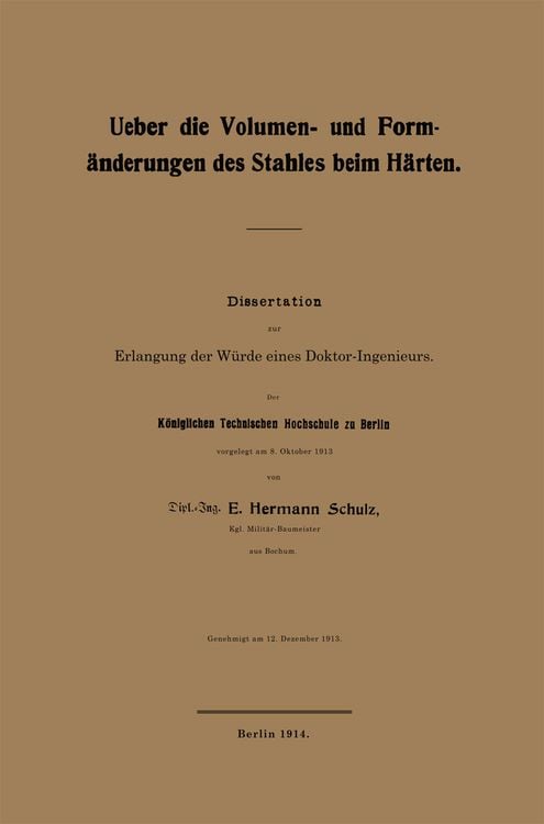 Produktbild: Ueber die Volumen- und Form&auml;nderungen des Stahles beim H&auml;rten