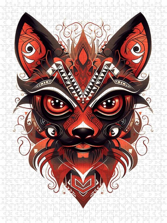 Produktbild: CALVENDO Puzzle W&uuml;stenfuchs im Tattoo Design | 1000 Teile Lege-Gr&ouml;&szlig;e 64x48cm Foto-Puzzle f&uuml;r gl&uuml;ckliche Stunden