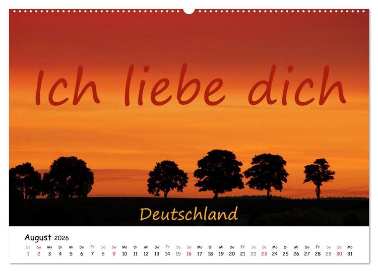 Produktbild: Ich liebe Dich (hochwertiger Premium Wandkalender 2026 DIN A2 quer), Kunstdruck in Hochglanz