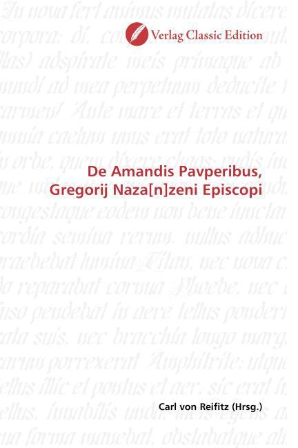 Produktbild: De Amandis Pavperibus, Gregorij Naza[n]zeni Episcopi
