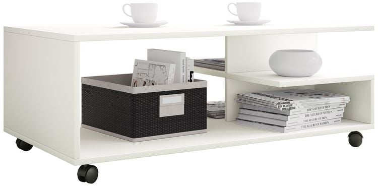 Produktbild: Holz Sofatisch Couchtisch Rollen rollbar Stango XL