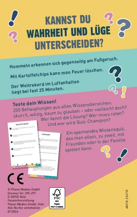 Produktbild: Wahr oder nicht? - Das Quiz-Spiel I ab 10 Jahren