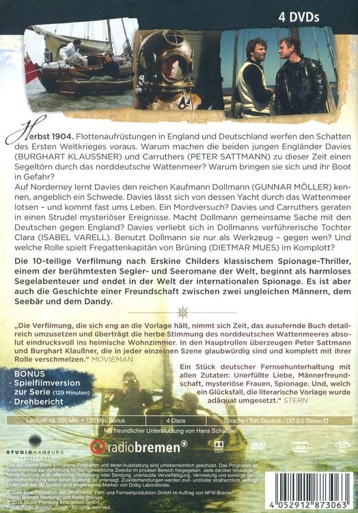 Produktbild: Das R&auml;tsel der Sandbank - Das R&auml;tsel der Sandbank - Gro&szlig;e Geschichten - 10-teilige Verfilmung des Erfolgsromans von Erskine Childers [4 DVDs]